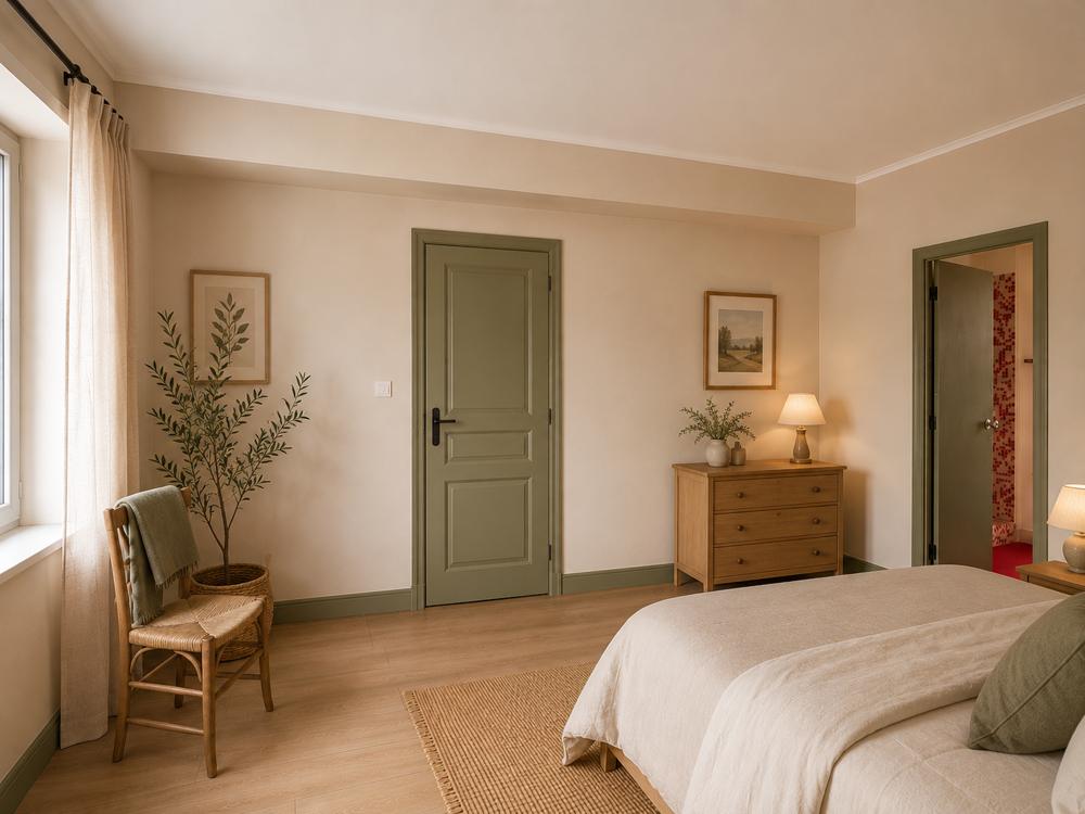 Chambre — porte vert sauge