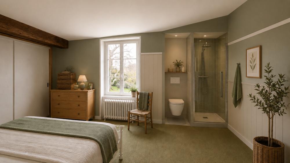 Chambre — teintes sauge